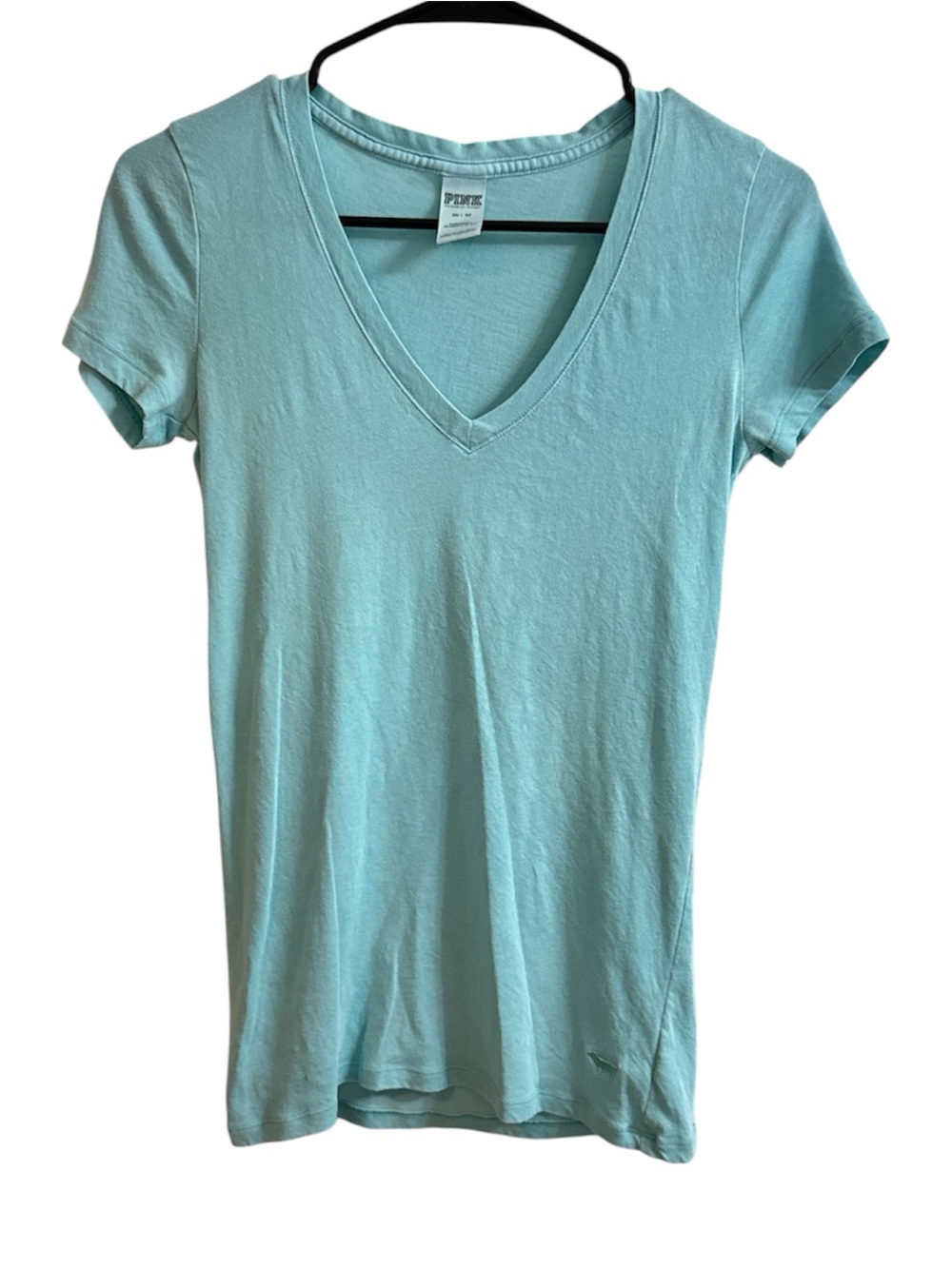 PINK Victoria's Secret Light Aqua V-Neck Short Sleeve Tee